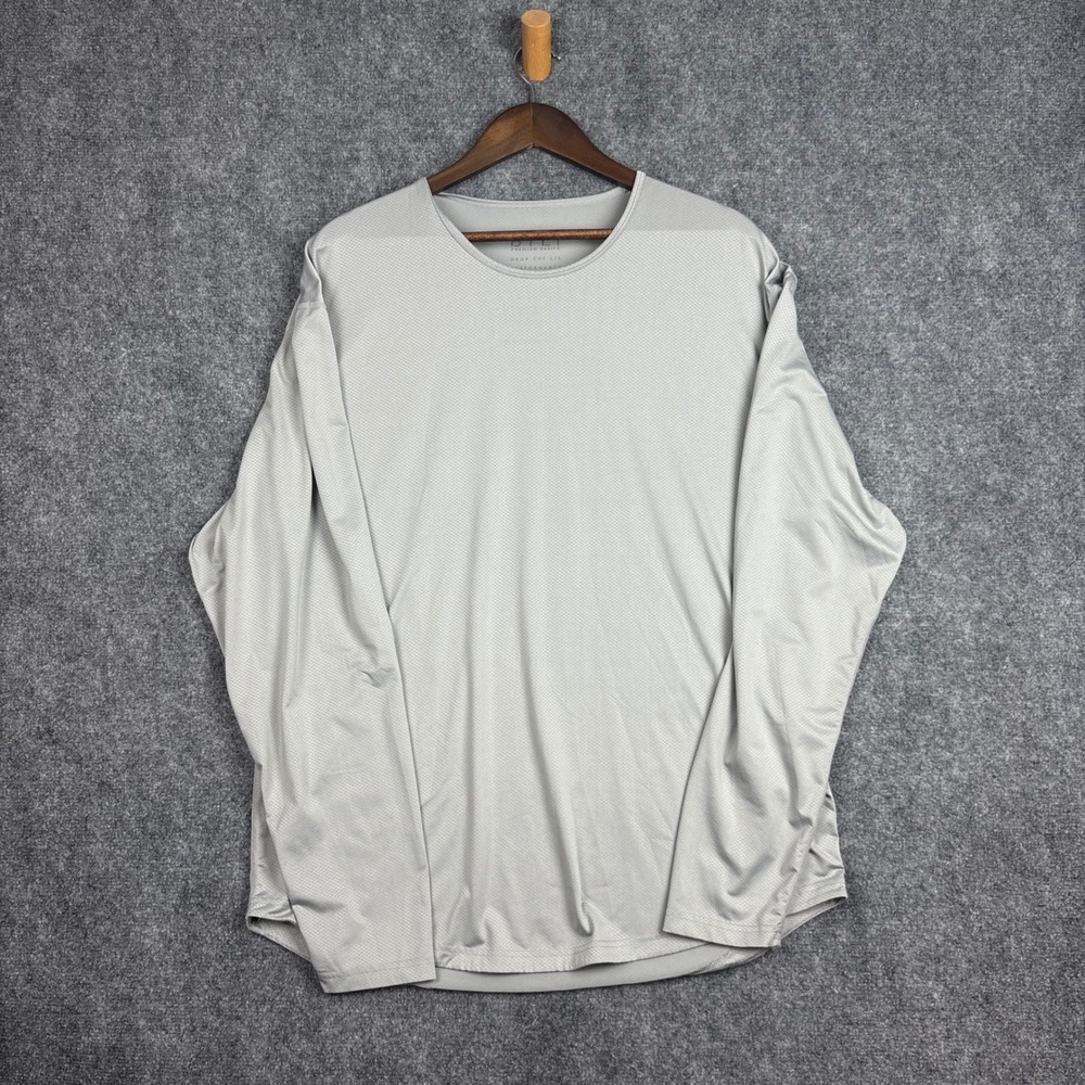 BYLT Premium Basics Mens XL Drop Cut LS Performance Shirt Light Gray Long Sleeve